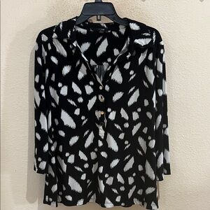 Alfani Black and White Patterned Button Down Shirt